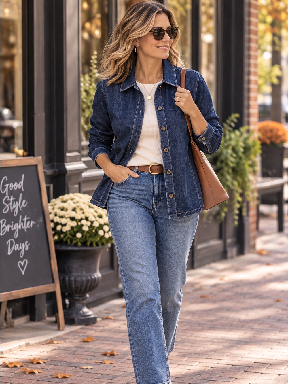 Talbots Stretch Dark Wash Denim Button Down Shirt Long Sleeve M